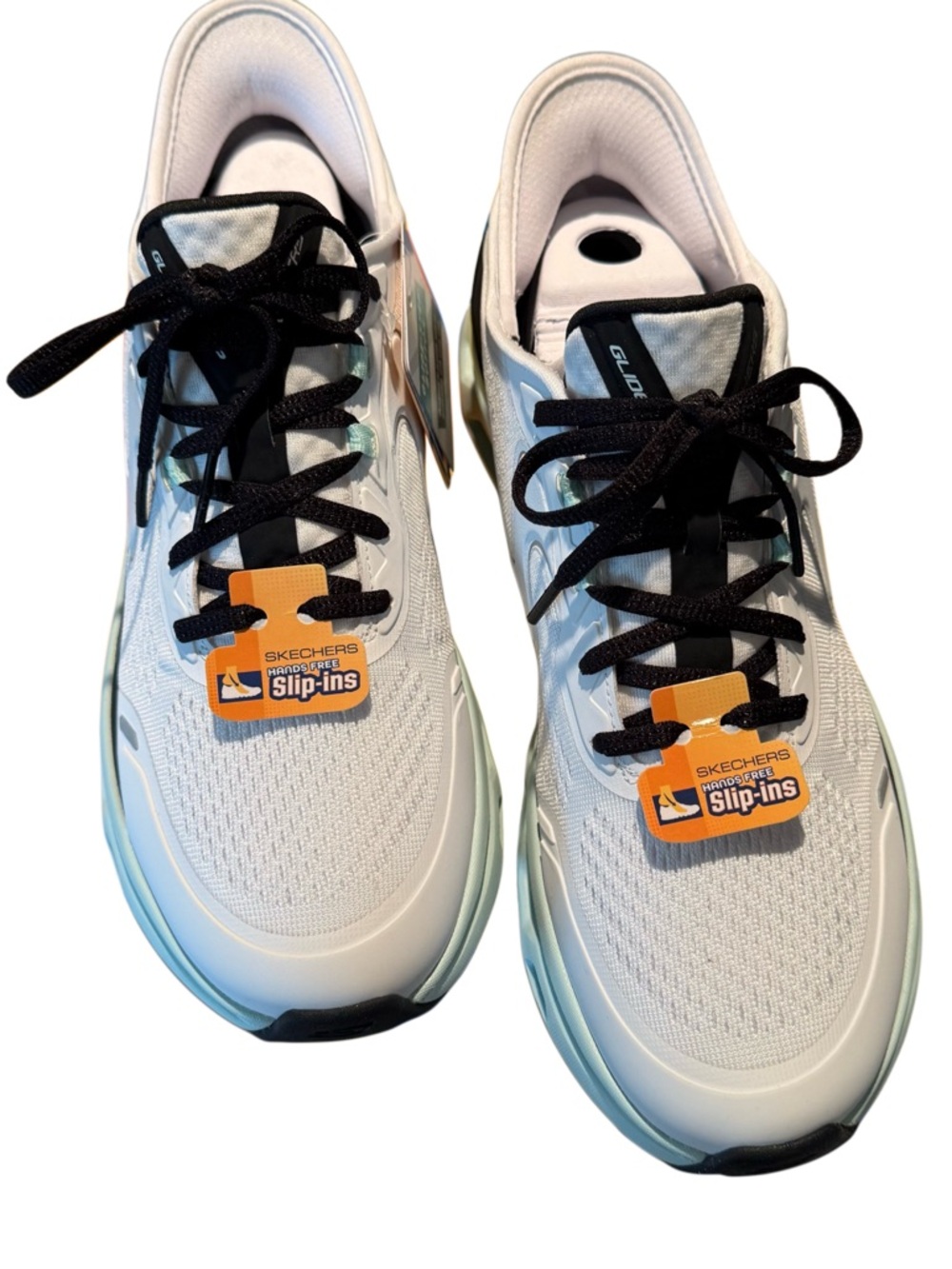 Skechers White Sneakers with Black and Teal Accents - Picture 5 of 9